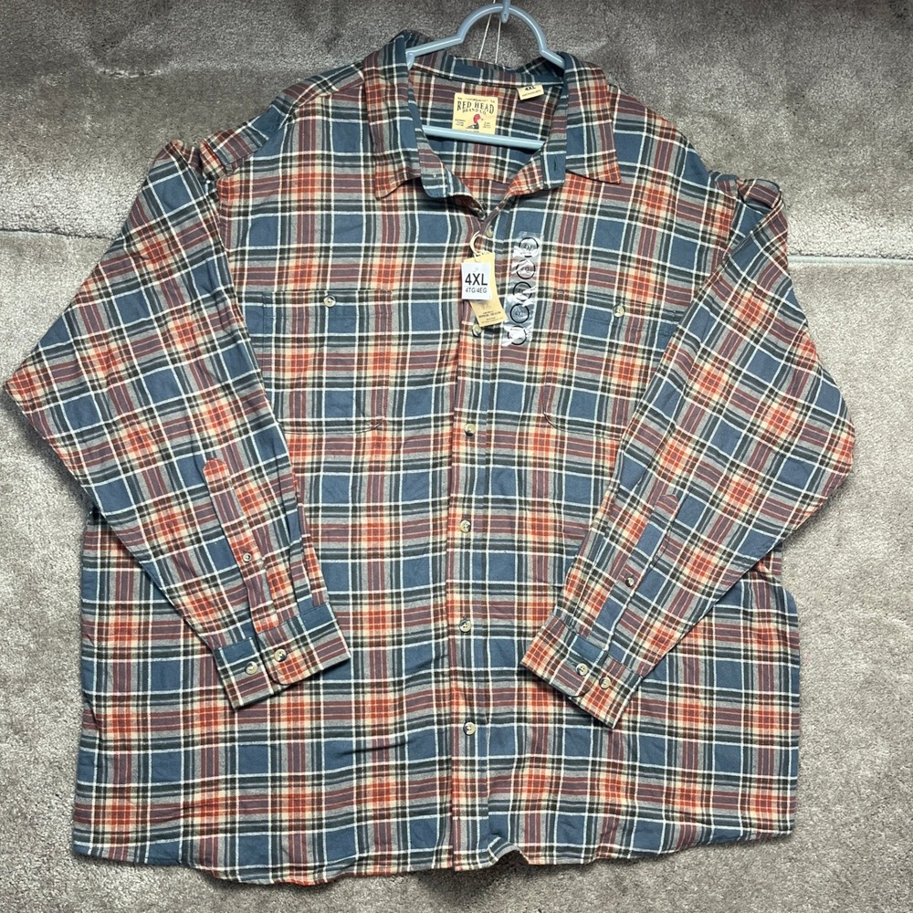 Red Head‎ Brand Co Mens Button Up Shirt 4XL Plaid Flannel Hunting Workwear NWT